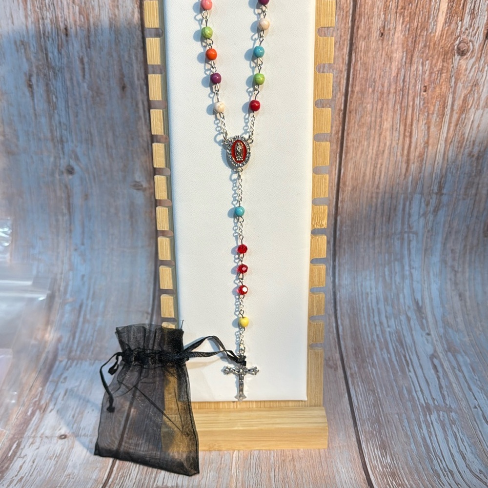 NEW Handmade 37” Multi-Color Beaded Rosary Item #PHK1170